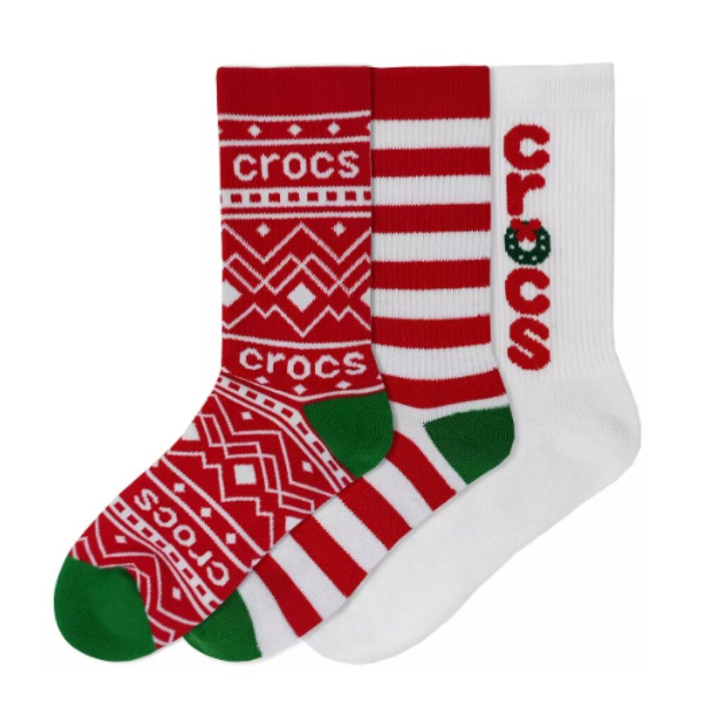 Crocs Adult Holiday Crew Socks - 3 Pack